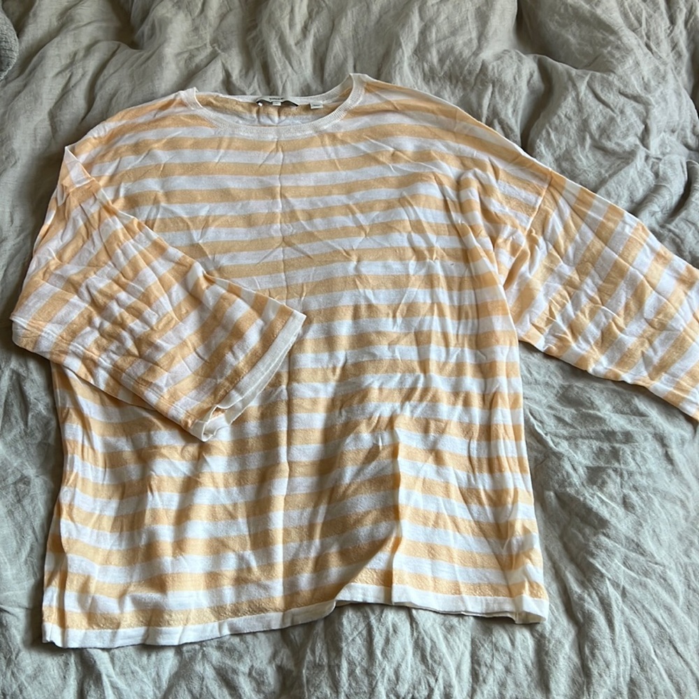 Vince Striped Wool Cashmere Blend Boxy Tee